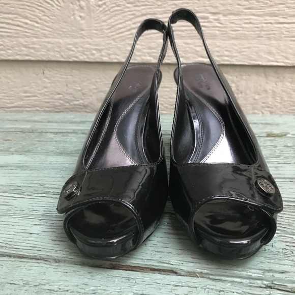 Vera Wang Black Slingback High Heels Size 8 - Picture 2 of 8